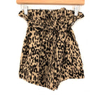 Pink Lily Cheetah Paperbag Belted Waist Shorts- Size S