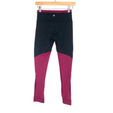 Lululemon Maroon/Black Legging With Zipper On Back Waistband & Mesh Leg- Size 4 (Inseam 25")