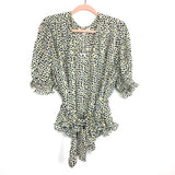 Endless Rose White Animal Print Belted Blouse NWT- Size L