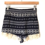 Charlotte Russe Black Tribal Shorts with Crochet Detail- Size S