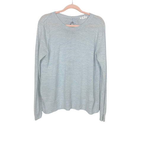 Club Monaco Light Blue Heathered Keena Bow Back 100% Wool Sweater- Size L (See Notes)