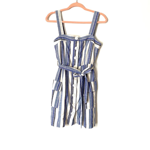 Gilli Blue Stripe Belted Button Up Dress- Size S (Jana)