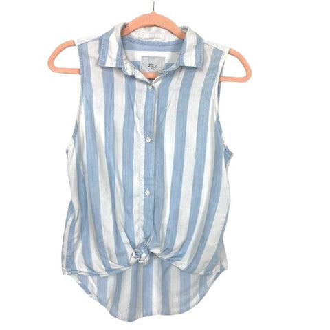Rails Blue and White Striped Button Up Front Knot Sleeveless Top- Size XS