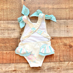 Sal & Pimenta Yellow Fish Print Swimsuit- Size 12M (see notes)