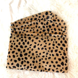 No Brand Faux Fur Cheetah Zipper Clutch