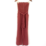 Abercrombie & Fitch Burgundy Smocked Strapless Jumpsuit- Size XS