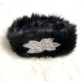 No Brand Black Fur Rhinestone Headband