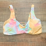 Meet Curve Tie-Dye Lace Up Back Bikini Top- Size XL (Top Only)