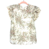 Free the Roses Floral Embroidered and Crochet Trim Tie Back Blouse- Size XS (we having matching skirt)