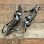 Pre-Owned Stuart Weitzmen Metallic Silver Slingback Heels- Size 6.5