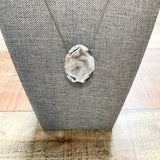 No Brand Slice Marbled Stone Pendant Necklace