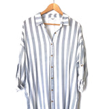Carly Jean Stripe Button Up Midi Shirt Dress- Size S