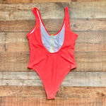 No Brand Neon Red Orange with Yellow Zipper Padded One Piece- Size XL