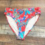 Swimsuits For All Red Tropical Floral Bikini Bottoms- Size 16 (BOTTOMS ONLY)