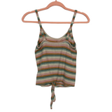 American Eagle Cream/Orange/Blue/Pink Stripped Spaghetti Strap Tie Front Top- Size XS