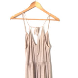 Carly Jean Taupe Adjustable Strap Wide Leg Jumpsuit- Size S