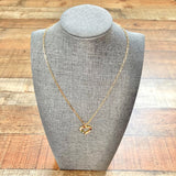 No Brand Color Stone Heart 14K Gold Chain Necklace