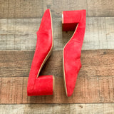 Gap Red Suede Block Heel Mules- Size 8