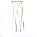 Laundry White Paperbag Waist Cropped Wide Leg Pants- Size 2 (Inseam 22.5”)