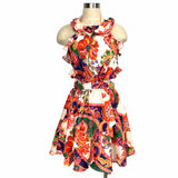 Rosevelvet Fiesta Nights Ivory And Coral Multi Print Cut Out Dress- Size S (Sold Out Online!)