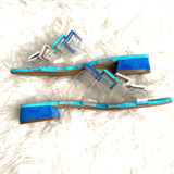 Cecelia Blue Clear Strap Mini Block Heels- Size 8.5