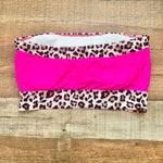 Chicsoul Pink/Animal Print Bikini Bandeau Top- Size XL (Top only, we have matching bottoms)