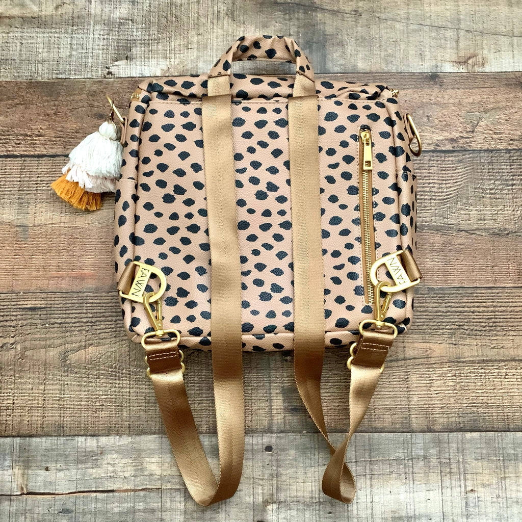 fawn design the mini diaper backpack Fawn Design Mini Cheetah Print Diaper Bag (Like New Condition, SOLD OU – The Saved Collection