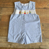 Anavini Blue and White Striped Smocked Sailboat Outfit- Size 18M