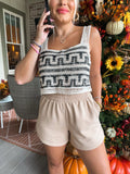 No Brand Beige/Black Crochet Cropped Tank- Size ~S (see notes)