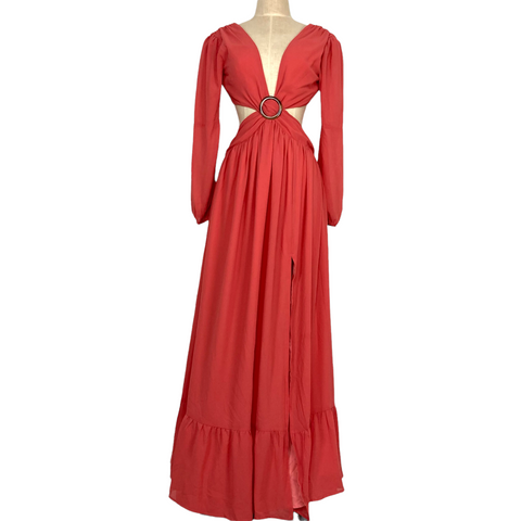 Vici Exclusive x Fate Coral Long Sleeve Cut Out Maxi Dress NWT- Size S The Saved Collection Vici Exclusive x Fate Coral Long Sleeve Cut Out Maxi Dress NWT- Size S The Saved Collection