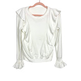 No Brand White Ruffle Top- Size M