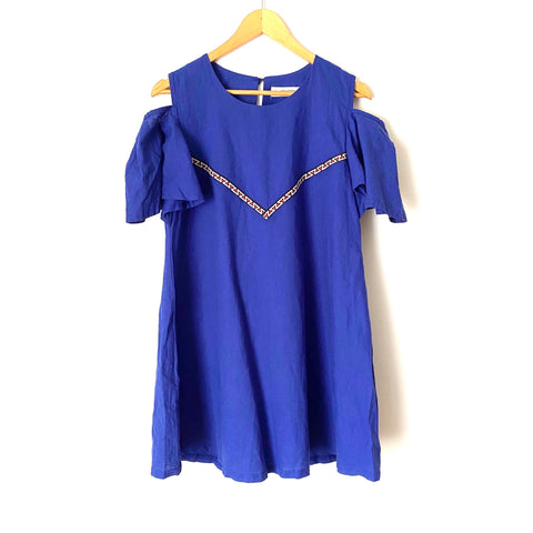 Storets Blue Cold Shoulder Embroidered Dress- Size ~S