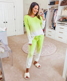 P.J. Salvage White/Lime Green Ombre Joggers- Size M (We Have Matching Top!) (Inseam 24”)