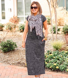 Talbots (The Oprah Magazine Collection) Grey Marled Knit Midi Dress- Size S