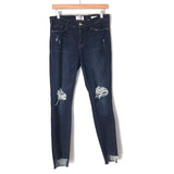 FRAME Denim Le Skinny de Jeanne Dark Wash Distressed Stagger Hem Skinny Jean- Size 31 (Inseam 29”)