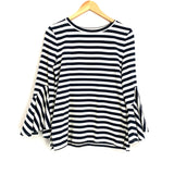LOFT Striped Ruffle Sleeve Blouse- Size XS