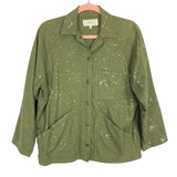 The Great Olive Gold/Silver Paint Splatter Utility Jacket- Size 0 (oversize fit!)