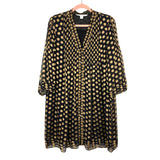 Diane Von Furstenberg Black with Gold Polka Dot Silk Blend Dress- Size 10 (sold out online)