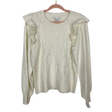 Design History (Evereve) Cream Cable Knit Bella Ruffle Sweater- Size XL (sold out online)