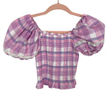 Goodnight Macaroon Purple/Pink Smocked Puff Sleeve Top- Size M (sold out online, we have matching skirt)