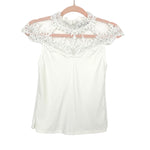 Shein White Lace Crochet Mock Neck Top- Size S