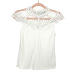 Shein White Lace Crochet Mock Neck Top- Size S