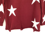 Amaryllis Maroon Star Sweater Tunic with Distressed Details- Size S/M