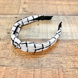 No Brand Black/White Checked Top Knot Headband