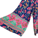 Magnolia Boutique Navy Floral Front and Back Cutout Wide Leg Strapless Jumpsuit- Size S (see notes)