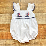 Sweet Dreams White Embroidered Sailboat Bubble- Size 12M