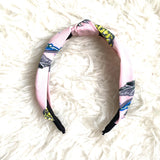 No Brand Pink Leaf Print Top Knot Headband