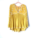 Fate Yellow Embroidered Bell Sleeve Top NWT- Size S