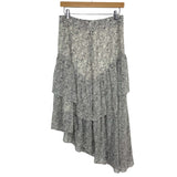 Vestique Grey Floral Print Asymmetrical Hem Skirt- Size M