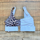 No Brand White and Animal Print Bikini Top and Bottoms NWOT- Size S (sold as set)
